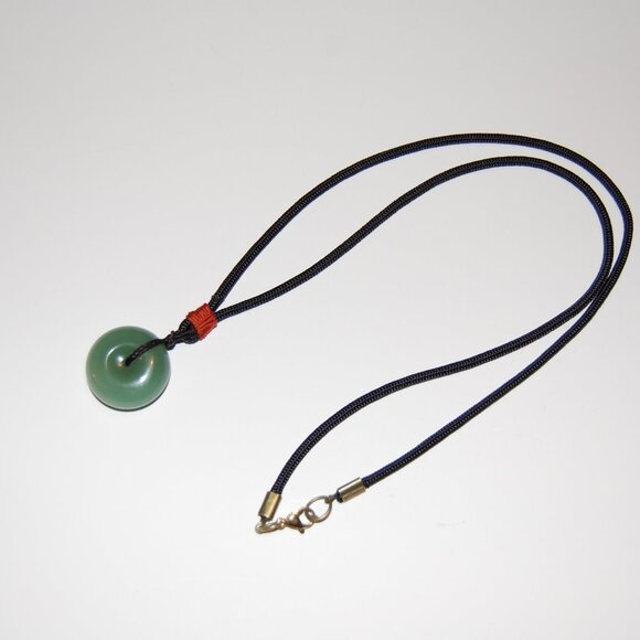 Jade Necklace,Green Jade Pendant Cord Necklace,Good Luck Necklace - Picture 3 of 4